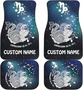 Capricorn Zodiac Cars Floor Mats, Capricorn Star Sign Car Mats, Capricorn Horoscope Mats (with Custom Name, Set of 4) - Virgo Car Floor Mat for men
