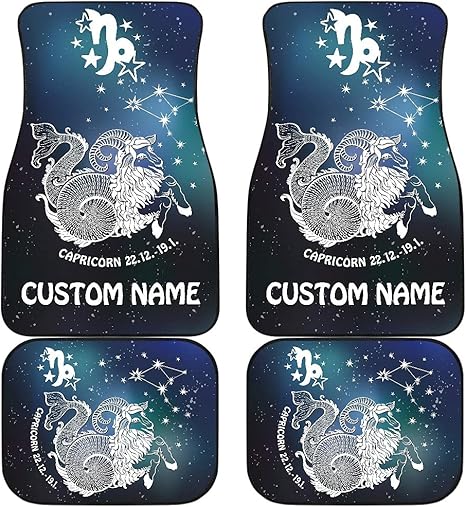 Capricorn Zodiac Cars Floor Mats, Capricorn Star Sign Car Mats, Capricorn Horoscope Mats (with Custom Name, Set of 4) - Virgo Car Floor Mat for men