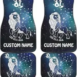 Leo Zodiac Cars Floor Mats, Leo Star Sign Car Mats, Leo Horoscope Mats (with Custom Name, Set of 4) - Virgo Car Floor Mat for men