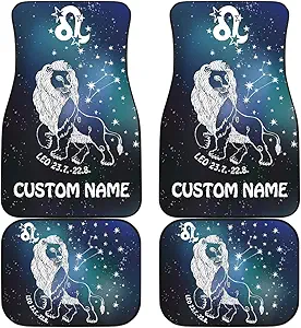 Leo Zodiac Cars Floor Mats, Leo Star Sign Car Mats, Leo Horoscope Mats (with Custom Name, Set of 4) - Virgo Car Floor Mat for men