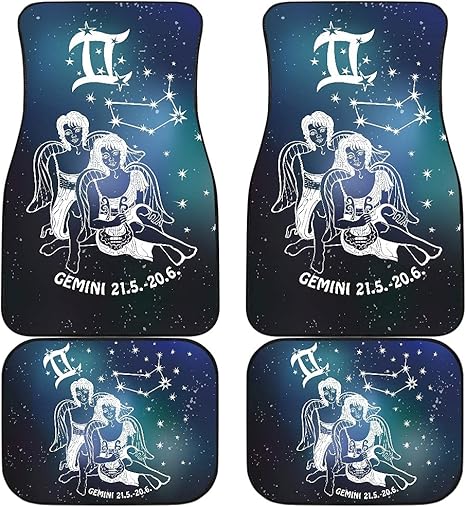 Gemini Zodiac Cars Floor Mats, Gemini Star Sign Car Mats, Gemini Horoscope Mats (Without Custom Name, Set of 4) - Aries Car Floor Mat for men
