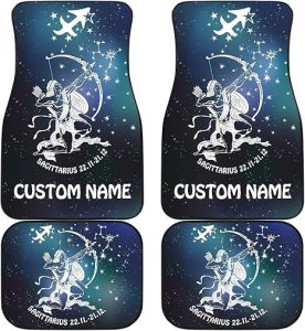 Sagittarius Zodiac Cars Floor Mats, Sagittarius Star Sign Car Mats, Sagittarius Horoscope Mats (with Custom Name, Set of 4) - Virgo Car Floor Mat for men
