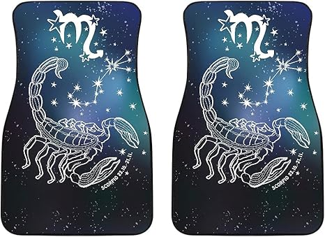 Scorpio Zodiac Cars Floor Mats, Scorpio Star Sign Car Mats, Scorpio Horoscope Mats (Without Custom Name, Set of 2) - Aries Car Floor Mat for men