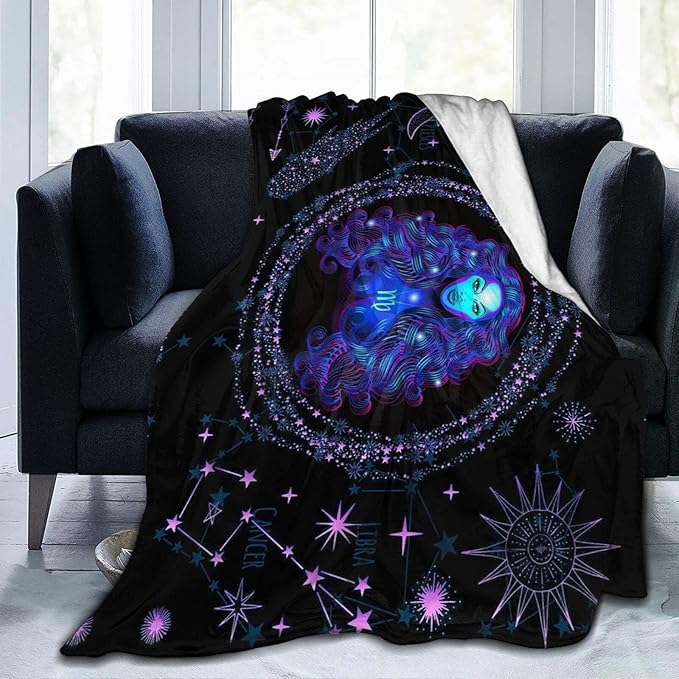 Virgo Throw Blanket Flannel Constellations Blanket Warm & Soft 12 Horoscope Astrology Throw Blankets Constellation Theme Home Décor 50"X40" - Virgo Blanket for men