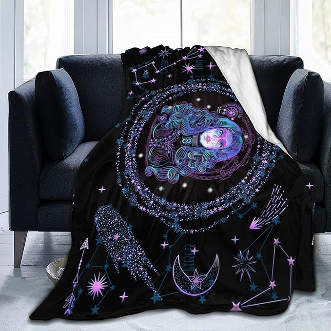 Aquarius Throw Blanket Flannel Constellations Blanket Warm & Soft 12 Horoscope Astrology Throw Blankets Constellation Theme Home Décor 50"X40" - Aries Blanket for men