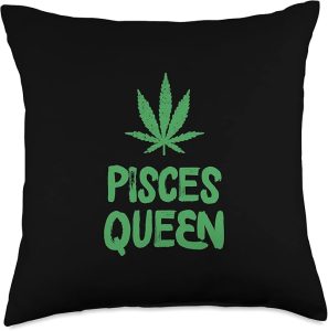 Pisces Queen Weed Marijuana Cannabis Horoscope Astrology Throw Pillow - Pisces Pillow for men
