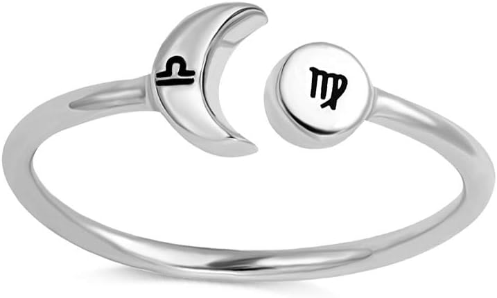 Custom Sun And Moon 12 Signs of Zodiac Constellation Rings 925 Sterling Silver Adjustable Personalized Promise Rings Birthday Jewelry Gifts For Women Her Girlfriends - Aries Ring for men