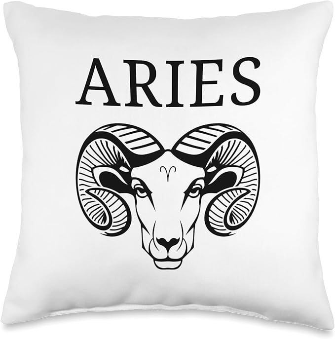 SpiritualWear Aries Astrology Large Ram Zodiac Sign with Aires Name Throw Pillow, 16x16, Multicolor - Aries Pillow for men