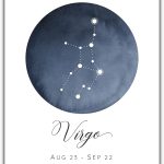 Sage Light Design Co Virgo Constellation Wall Art Print | 8x10 UNFRAMED Watercolor Zodiac Themed Picture | Navy, Black, Grey on White - Virgo Poster for men