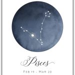 Sage Light Design Co Pisces Constellation Wall Art Print | 8x10 UNFRAMED Watercolor Zodiac Themed Picture | Navy, Black, Grey on White - Pisces Canvas for men