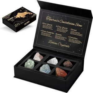 Taurus Crystals Gift Set, Zodiac Signs Healing Crystals Birthstones with Horoscope Box Set Taurus Astrology Crystals Healing Stones Gifts - Taurus for men
