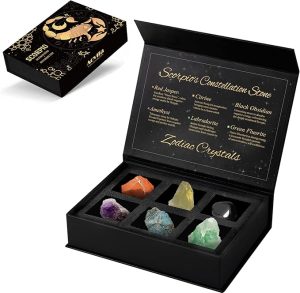 Scorpio Crystals Gift Set, Zodiac Signs Healing Crystals Birthstones with Horoscope Box Set Scorpio Astrology Crystals Healing Stones Gifts - Scorpio Products for men