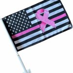 jlp CAR DEALER SUPPLIES Car Window Clip On Flags Pink Support Breast Cancer, black - Cancer Car Accessories for men