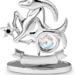 CRYSTOCRAFT Capricorn Gift, Constellation Ornament, Chrome Plated Craft with Austrian Crystal, Zodiac Sign Crystal Ornament, Constellation Ornament Decor Gift (Capricorn(Silver)) - Pisces Home Decor for men