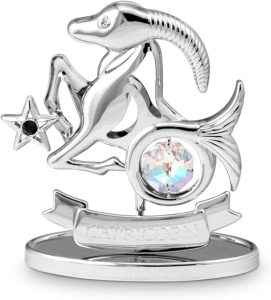 CRYSTOCRAFT Capricorn Gift, Constellation Ornament, Chrome Plated Craft with Austrian Crystal, Zodiac Sign Crystal Ornament, Constellation Ornament Decor Gift (Capricorn(Silver)) - Pisces Home Decor for men