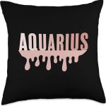 Dripping Astrology Aquarius Throw Pillow - Aquarius Pillow for men