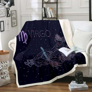 Feelyou Constellation Plush Blankets and Throws Virgo Throw Blanket Galaxy Outer Space Sherpa Blanket Star Astronomy Fuzzy Blanket for Bed Sofa Couch Twin - Virgo Blanket for men