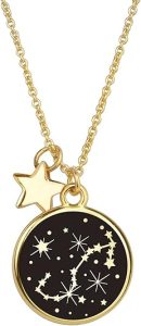 Lauren-Spencer Zodiac Necklace for Women Gold Plated Black Round Disc Constellation Necklace Zodiac Star Charms Astrology Pendant Dainty Zodiac Sign Necklace for Women Birthday Gift - Scorpio Products for men