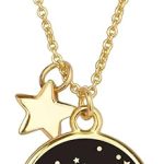 Lauren-Spencer Zodiac Necklace for Women Gold Plated Black Round Disc Constellation Necklace Zodiac Star Charms Astrology Pendant Dainty Zodiac Sign Necklace for Women Birthday Gift - Scorpio Products for men