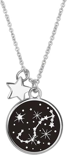 Lauren-Spencer Zodiac Necklace for Women Silver Plated Black Round Disc Constellation Necklace Zodiac Star Charms Astrology Pendant Dainty Zodiac Sign Necklace for Women Birthday Gift - Scorpio Accessories for men