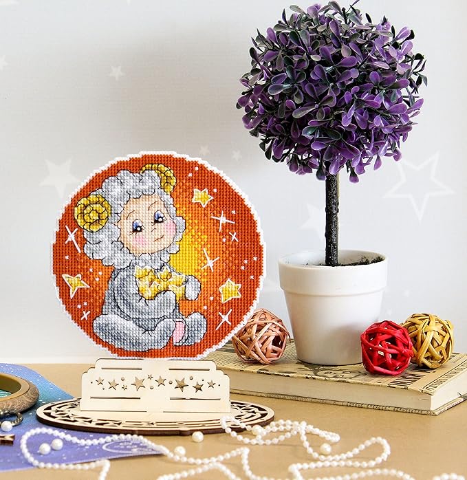 Plastic Canvas Zodiac Sign Aries - Counted Cross-Stitch Double-Sided kit on The Plastic Canvas. MP Studia SR-695 - Aries Canvas for men