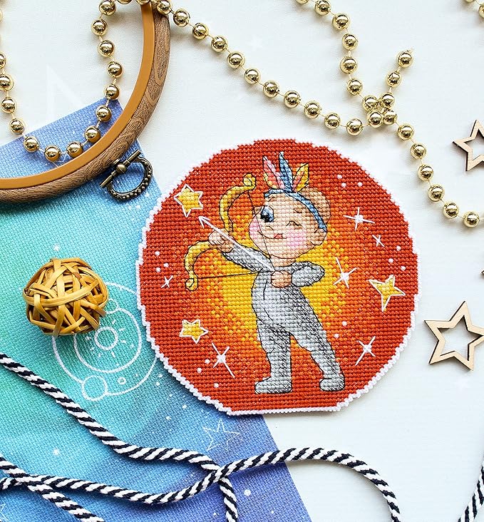 Plastic Canvas Zodiac Sign Gemini - Counted Cross-Stitch Double-Sided kit on The Plastic Canvas. MP Studia SR-702 - Gemini Canvas for men