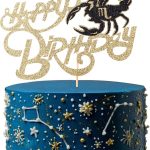 12 constellation theme cake topper Scorpio birthday party golden flashing decoration cake decoration plug-in (Scorpio) - Scorpio Products for men