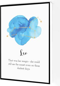 Leo Canvas Wall Art,Zodiac Print,Astrology Wall Decor Modern Artwork Painting For Living Room Office Home Decoration 16''x24'' Framed - Leo Canvas for men