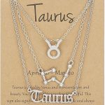 3Pcs 12 Constellation Zodiac Sign Layered Choker Necklaces Letter Astrology Horoscope with Message Card for Women Jewelry - Taurus for men