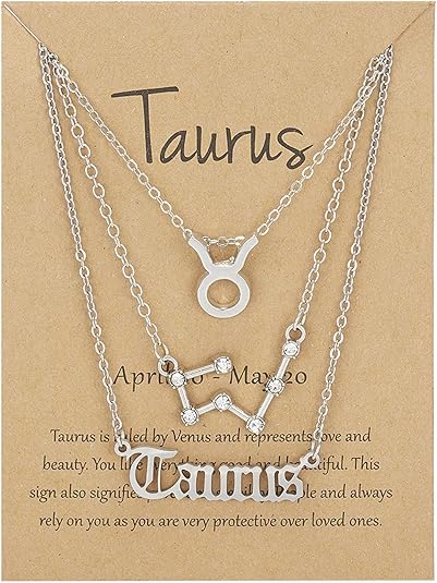 3Pcs 12 Constellation Zodiac Sign Layered Choker Necklaces Letter Astrology Horoscope with Message Card for Women Jewelry - Taurus for men