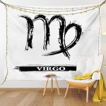 Ambesonne Virgo Tapestry, Virgo Sign with Black and White Monochrome Design Zodiac Constellation Print, Fabric Wall Hanging Decor for Bedroom Living Room Dorm, 45" X 30", Black White - Virgo Poster for men