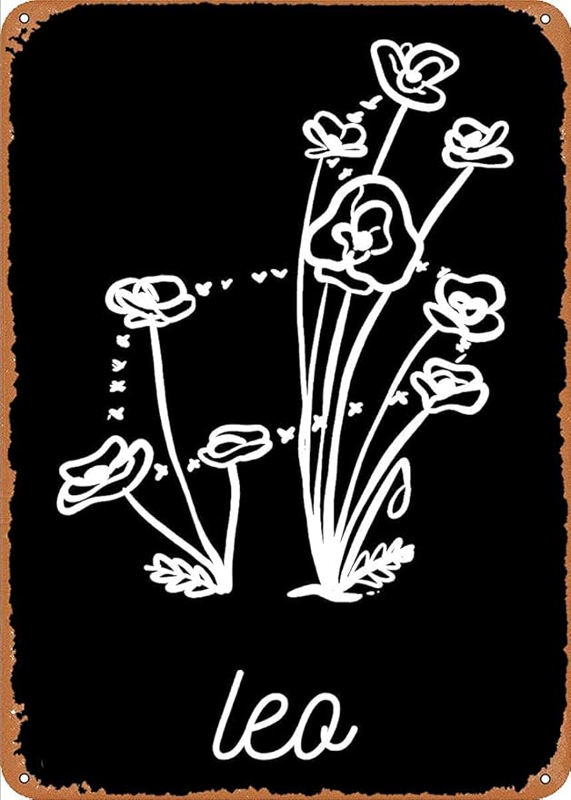 JIUFOTK Leo Metal Tin Signs Twelve Constellation Posters Home Decor Room Cafe Office Club Wall Decoration Zodiac Printing Plaque 8x12 Inches - Leo Canvas for men