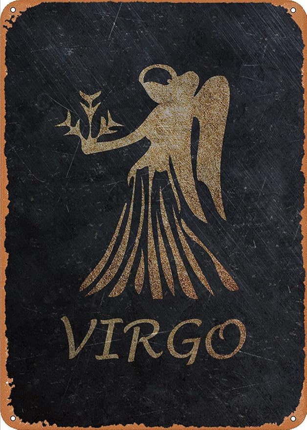 JIUFOTK Virgo Retro Metal Sign Zodiac Tin Signs Home Decor Twelve Constellation Poster Cafe Office Club Wall Decoration Printing Plaque 8x12 Inches - Virgo Poster for men