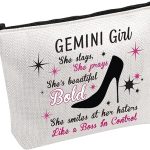 PWHAOO Zodiac Cosmetic Makeup Canvas Bag Zodiac Constellation Cosmetic Bag Astrology Makeup Bag Birthday Girl Gift (GEMINI B) - Gemini Canvas for men