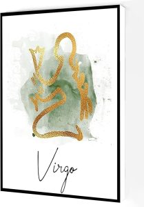 Zodiac Virgo Canvas Wall Art,Watercolor Virgo Poster,Astrology Print Modern Artwork Painting For Living Room Office Home Decoration 12''x16'' Framed - Virgo Poster for men