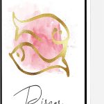 Zodiac Pisces Canvas Wall Art,Watercolor Pisces Poster,Astrology Print Modern Artwork Painting For Living Room Office Home Decoration 12''x16'' Framed - Pisces Canvas for men
