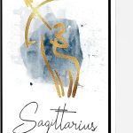 Zodiac Sagittarius Canvas Wall Art,Watercolor Sagittarius Star Sign Poster,Astrology Print Modern Artwork Painting For Living Room Office Home Decoration 12''x16'' Framed - Sagittarius Home Decor for men
