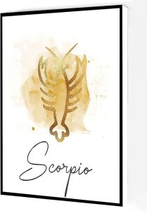 Zodiac Scorpio Canvas Wall Art,Watercolor Scorpio Poster,Astrology Print Modern Artwork Painting For Living Room Office Home Decoration 12''x16'' Framed - Scorpio Canvas for men