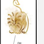 Zodiac Leo Canvas Wall Art,Watercolor Leo Poster,Astrology Print Modern Artwork Painting For Living Room Office Home Decoration 16''x24'' Framed - Leo Canvas for men