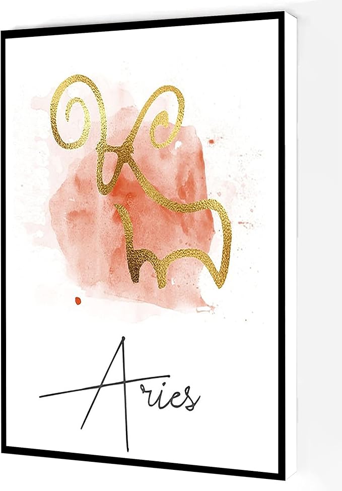Zodiac Canvas Wall Art,Aries Star Sign Poster,Astrology Prints Modern Artwork Painting For Living Room Office Home Decoration 8''x12'' Framed - Aries Poster for men