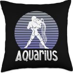 Zodiac Aquarius Born Between January 20-Febuary 18 Throw Pillow - Aquarius Pillow for men