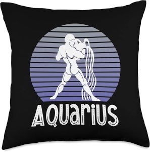 Zodiac Aquarius Born Between January 20-Febuary 18 Throw Pillow - Aquarius Pillow for men