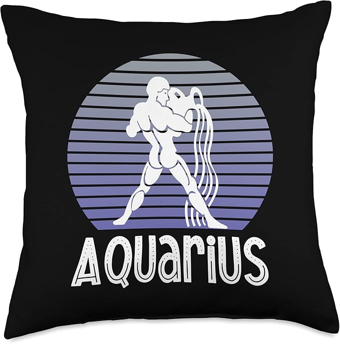 Zodiac Aquarius Born Between January 20-Febuary 18 Throw Pillow - Aquarius Pillow for men