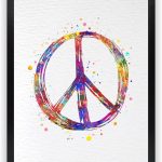Dignovel Studios 11X14 Unframed Peace Sign Symbol Watercolor Art Print Poster Symbol Housewarming Sign Language Home Decor Wall Hanging DN680 - Pisces Home Decor for men