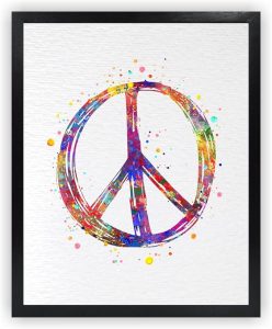 Dignovel Studios 11X14 Unframed Peace Sign Symbol Watercolor Art Print Poster Symbol Housewarming Sign Language Home Decor Wall Hanging DN680 - Pisces Home Decor for men