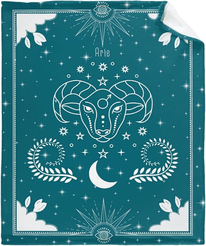 Darani Zodiac Aries Lightweight Super Soft Cozy Throw Blanket Warm and Lightweight Soft Flannel Blankets 60x50 Medium for Teen Bed Blanket - Aries Blanket for men