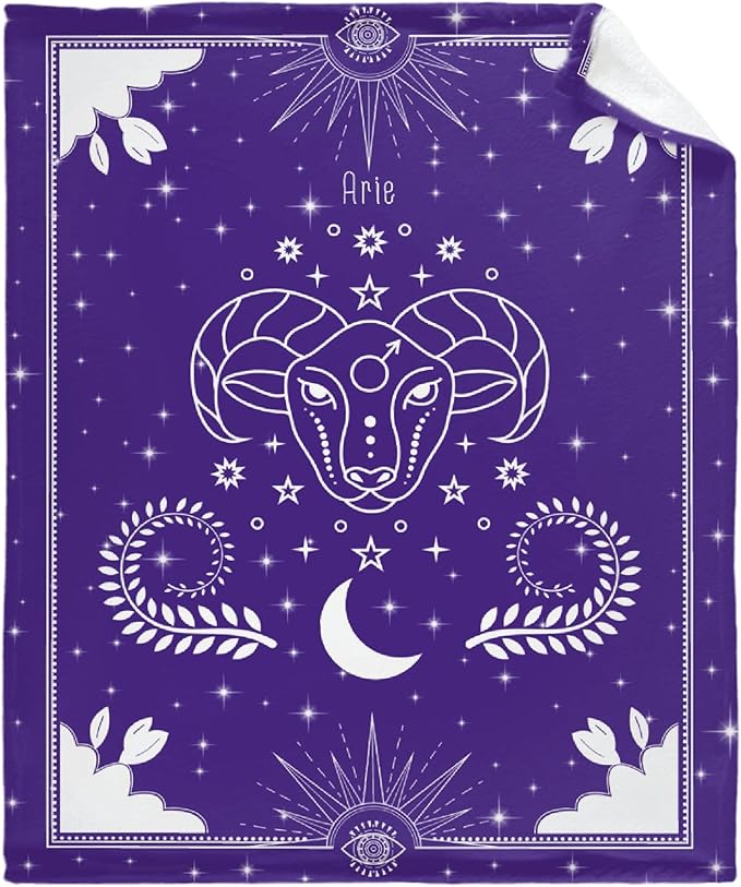 Darani Zodiac Aries Lightweight Super Soft Cozy Throw Blanket Warm and Lightweight Soft Flannel Blankets 60x50 Medium for Teen Bed Blanket - Aries Blanket for men
