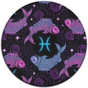 Luxury Soft Round Area Rug Home Decor for Bedroom Living Room Kitchen Office, Constellation Zodiac Sign Pisces, Fashion Throw Rug Circle Carpet, 3ft Diameter - Pisces Home Decor for men
