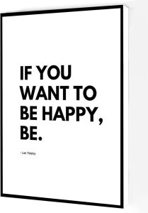 If You Want To Be Happy,Be Canvas Wall Art,Leo Tolstoy Quote Poster,Inspirational Quote Print Modern Artwork Painting For Living Room Office Home Decoration 12''x16'' Framed - Leo Canvas for men