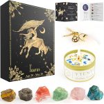 Crystals Healing Stone Gift Set, Soy Wax Zodiac Sign Scented Candles,Crystals Healing Stones Gift Set with Horoscope Crystal Necklace for Women Sister Daughter Birthday Valentine Gifts - Taurus for men